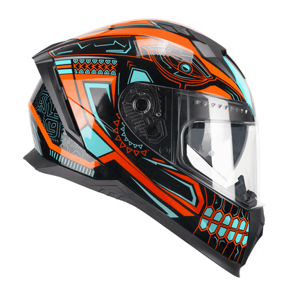 Casco Integrale Blast Nero Arancione Azzurro