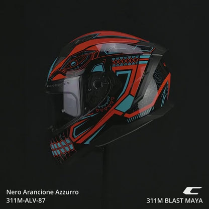 Casco Integrale Blast Nero Arancione Azzurro