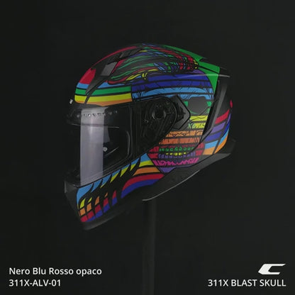 Casco Integrale Blast Nero Blu Rosso Opaco